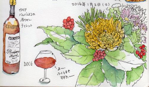 お正月の花とワイン_convert_20160103213857