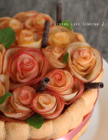 りんごのバラのバースデーケーキ 柚ちゃん１４歳 特別な日のケーキ