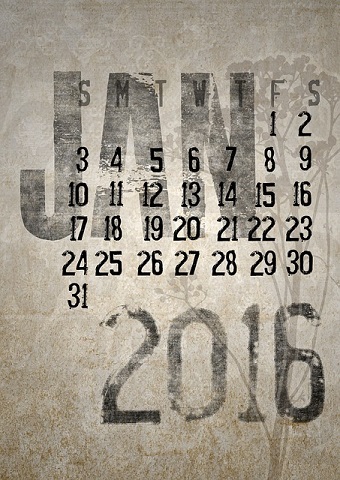 2016年1月のカレンダー